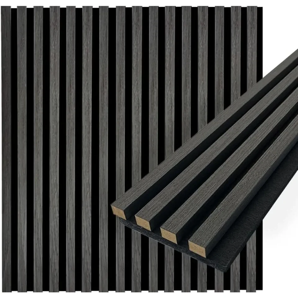 3D nástenné panely, akustické steny panely 94,5 ”x 5” každé steny zvukovo odolné panely (balenie 6) 18,7 štvorcových stôp. -M, drevené steny panelov