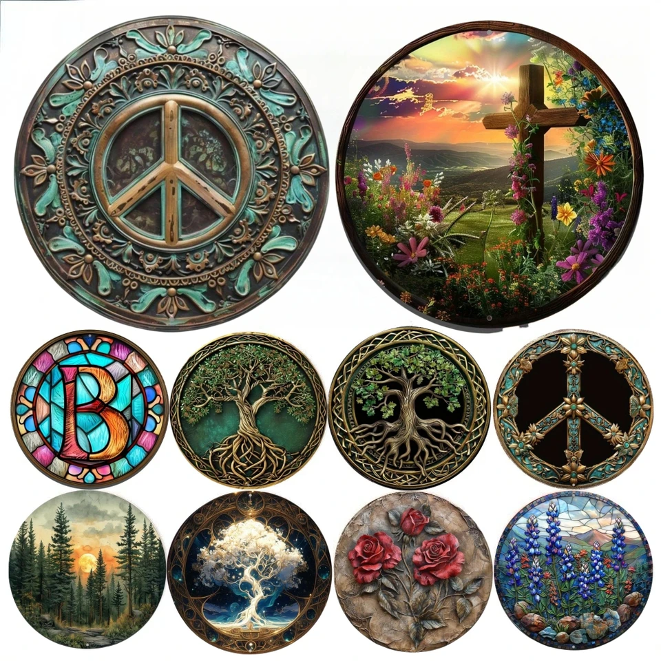 3D okrúhle kovové hliníkové znamienko Art Art Peace Venný dekoratívny taniere Vstupná maska ​​darček pre bar klub Domáca izba Decor Decor