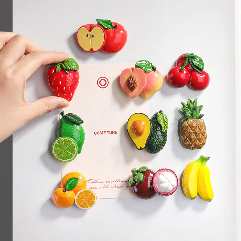 3D ovocie chladničky Magnety Nálepky na živicu simulácia Food Chladnička Magnety Fotografie Sticker poznámka na dosku