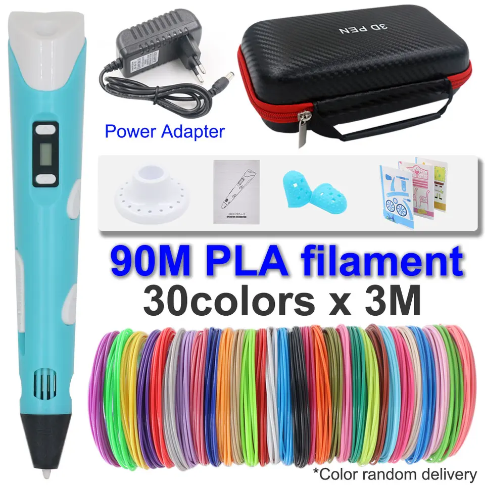 3D pero 3D tlačové pero DIY kreslenie perá PLA FILAMENT NARODENIE VIOLNÝ DARTE pre deti Deti s cestovným puzdrom adaptéra