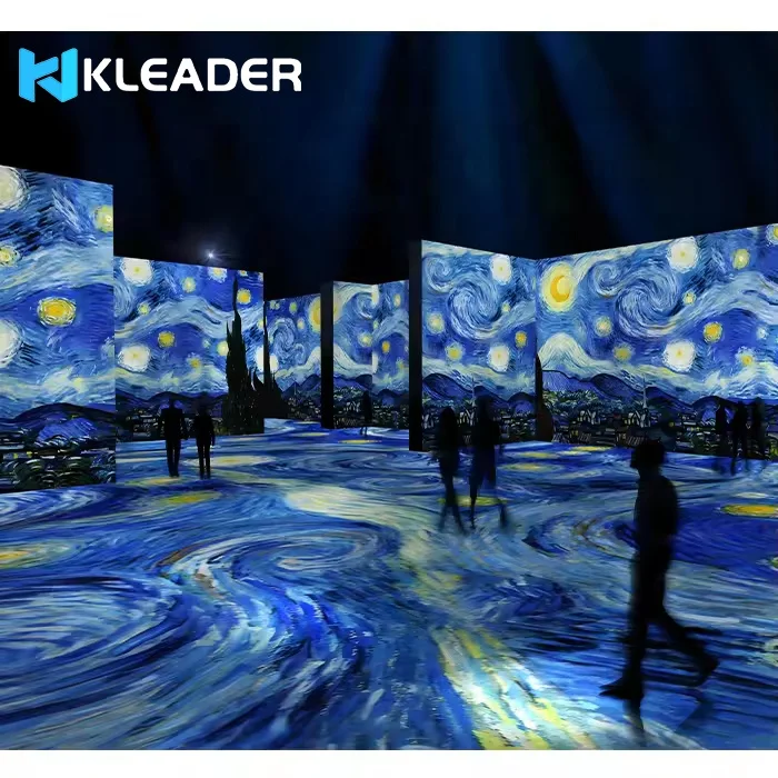3D pohlcujúca zážitok pre projekčnú miestnosť s interaktívnym mapovacím systémom Hologram projektor pre 360 ​​Wall Cave Display