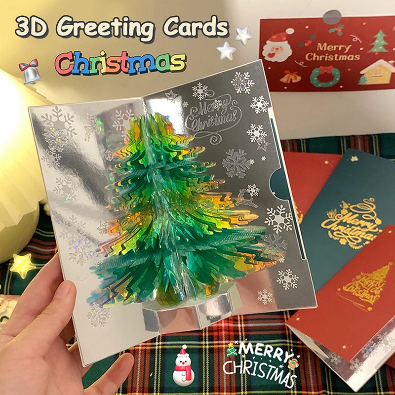 3D Pop -up vianočná karta s hudbou Veselé vianočné pohľadnice Ručne písané požehnané pozvánky Deň vďakyvzdania darčeky