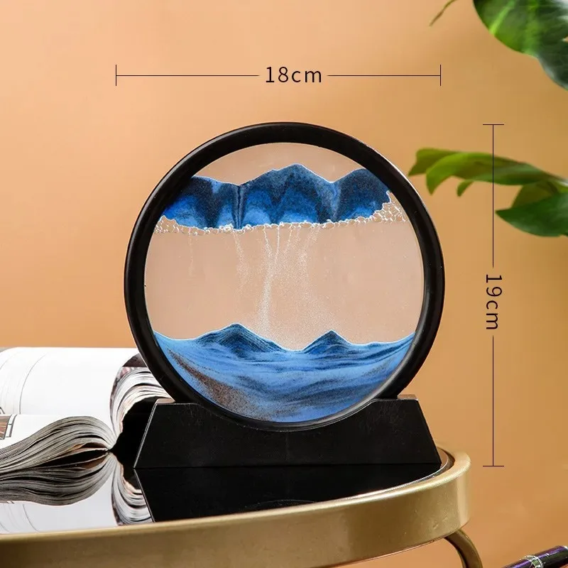 3D presýpacie hodiny Quicksand Moving Sand Art Picture Round Glass Deep Mor Sandscape Craft Flowing maliar Office Home Vianočný darček