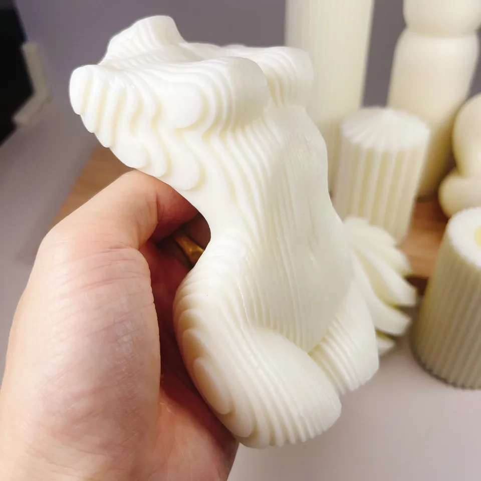 3D pruhovaná žena tela Sviečka Svilikónová forma