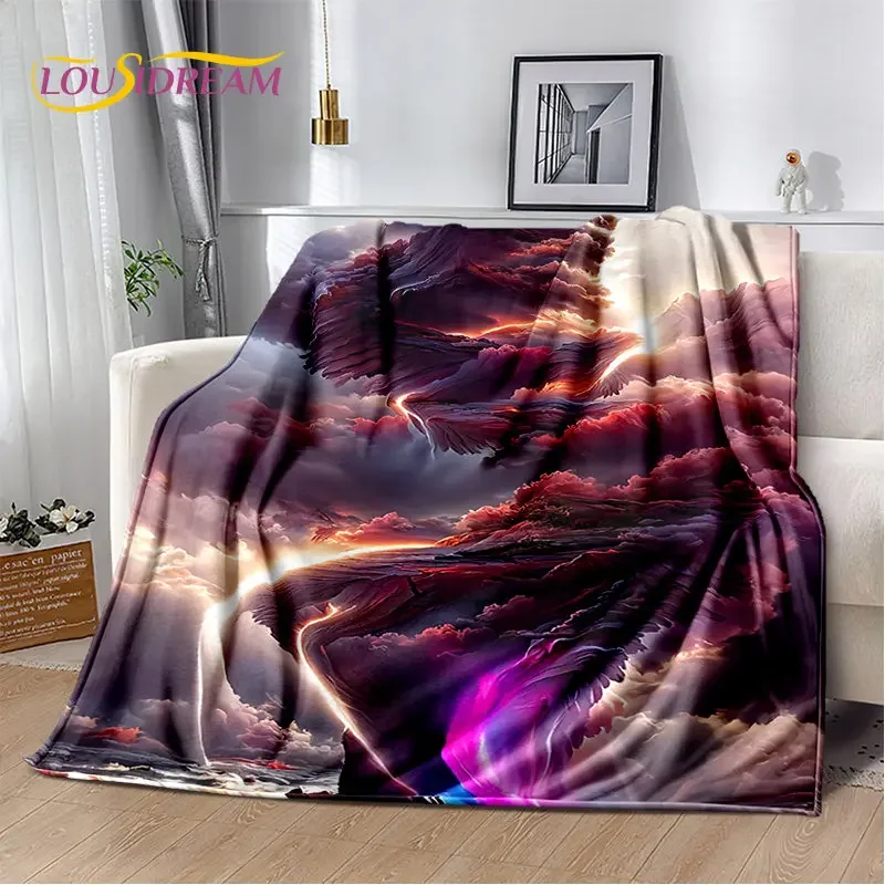 3D prírodné, tornádo, oblačnosť mäkká plyšová prikrývka, flanelová prikrývka Hádzanie prikrývky pre obývaciu izbu spál