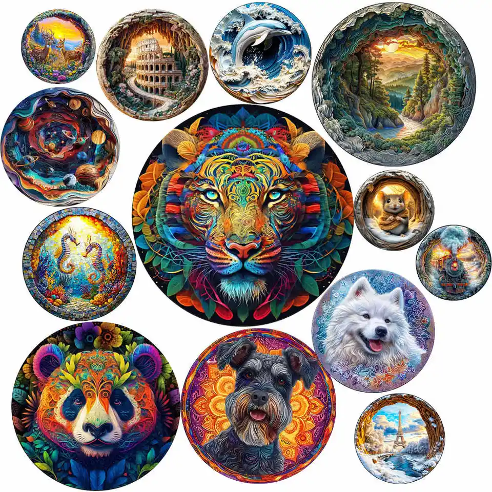 3D puzzle pre dospelých IQ Games Puzzl Toy Jigsaw Puzzle Animal Puzzle Wood Entertainment Model Model Keychain mozog