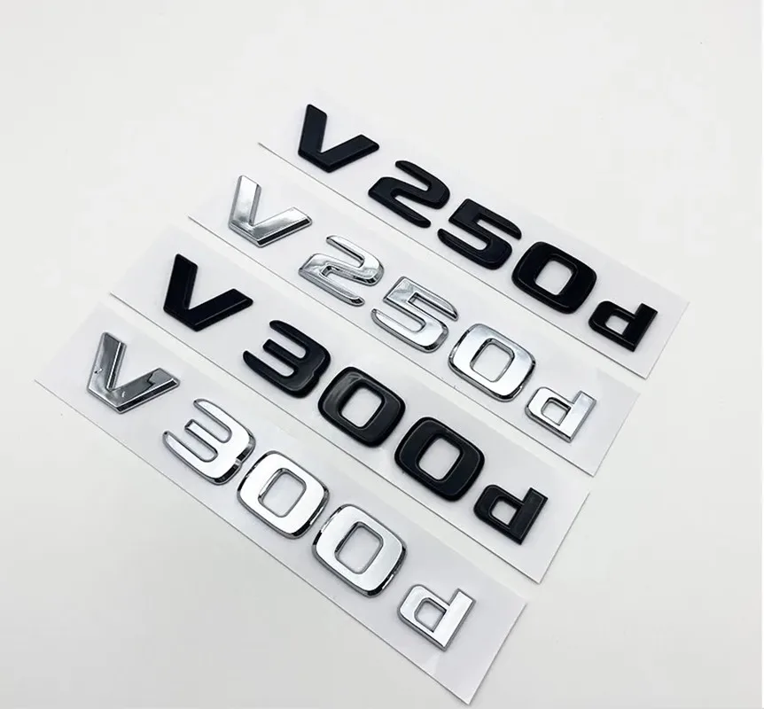 3D písmená V250D V300D Night Edition Emblem pre znak Mercedes Benz v Class W447 Automobilový odznak Trunk Tunk Tungeplate Logo Sticker
