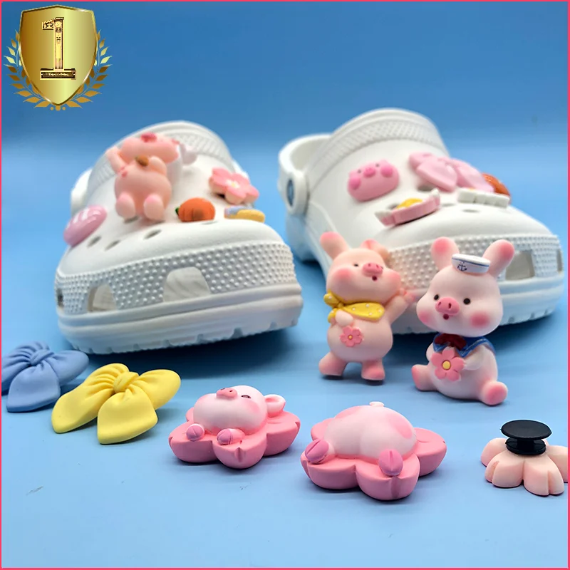 3D roztomilé ružové ošípané Croc Charms Designer DIY zvierací topánky DECATION CULNA PRE CROC výložníky dreváky detské dámske darčeky Dievčatá