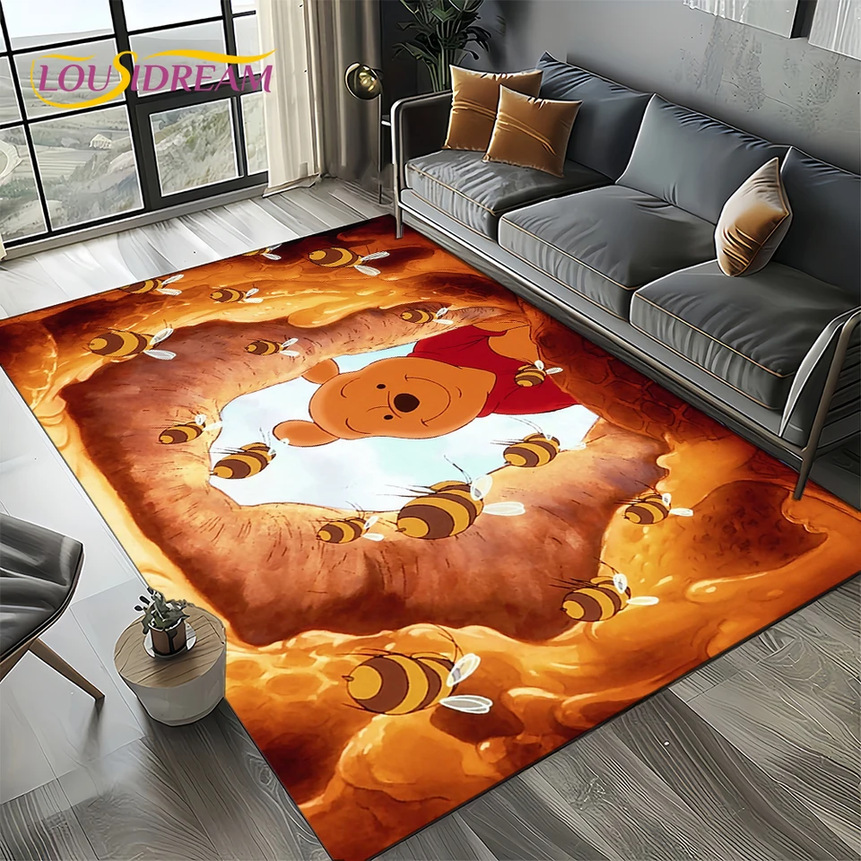 3D roztomilý Winnie Pooh Bear Cartoon Carter Koberce pre spálňu Obývacia izba Domov pohovka dekorácia, detská hra veľká dekorácia podlahová podlaha darček