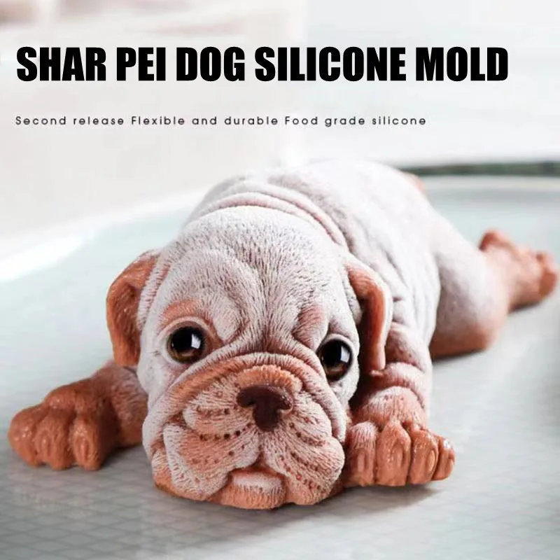3D Silikónová forma Shar Pei Dog Mousse Folm Folm zmrzliny puding pluchová koláčová dekorácia príslušenstvo náradie kocky ľad
