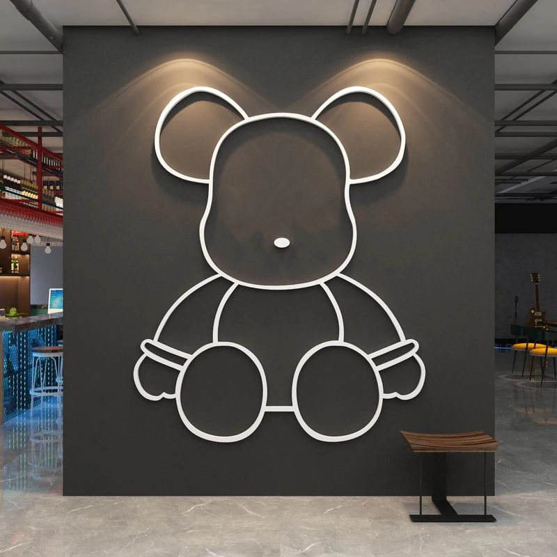 3D slepka na stenu medveďa Akrylové zrkadlo nálepky na stenu nástenné obtisky Self-útulné obývacia izba v obývacej izbe Sofa TV Decor Decor