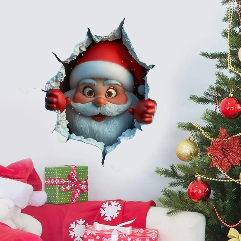 3D sobie prerušenie nástennej nálepky, vinylové vianočné nálepky, odnímateľné prázdninové dekorácie pre dom a obytné priestory