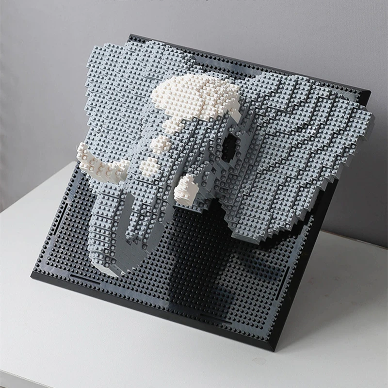 3D stavebné bloky slonov Tiger Deer Čínske zviera DIY nástenné maľby dekorácie ozdoby Zostava
