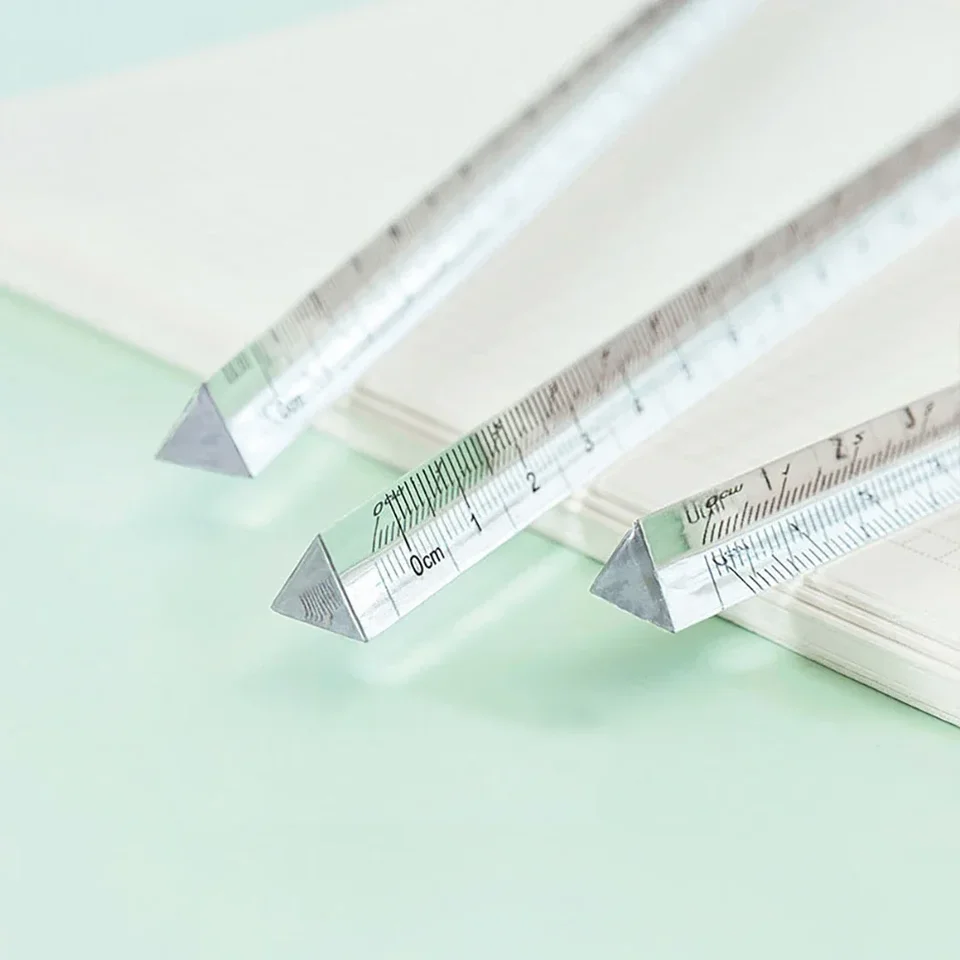 3D stereofónny priehľadný vládcovia 15 cm meracie nástroje Kreslenie Šablóna matematického vládcu Uhlový vládca Office School Supplies kancelárske potreby