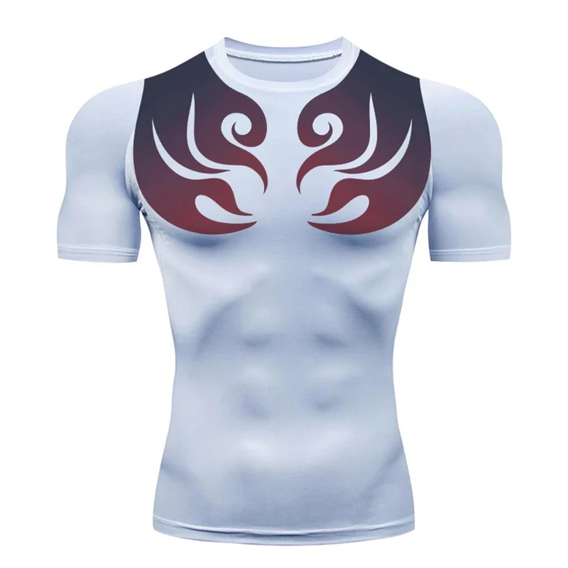 3D tlač Anime kompresné košele pre mužov pre mužov cvičenie Krátke rukávy Undershirts Baselayers Summer Atletic Tees Trh tričká