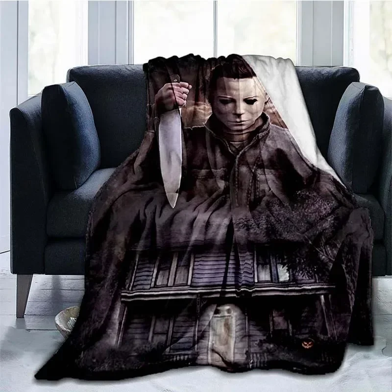 3D tlač detská prikrývka Michael Myers Pattern trendy módne cool grafické hádzanie prikrývky denné postele mäkké pohodlné narodeniny darček