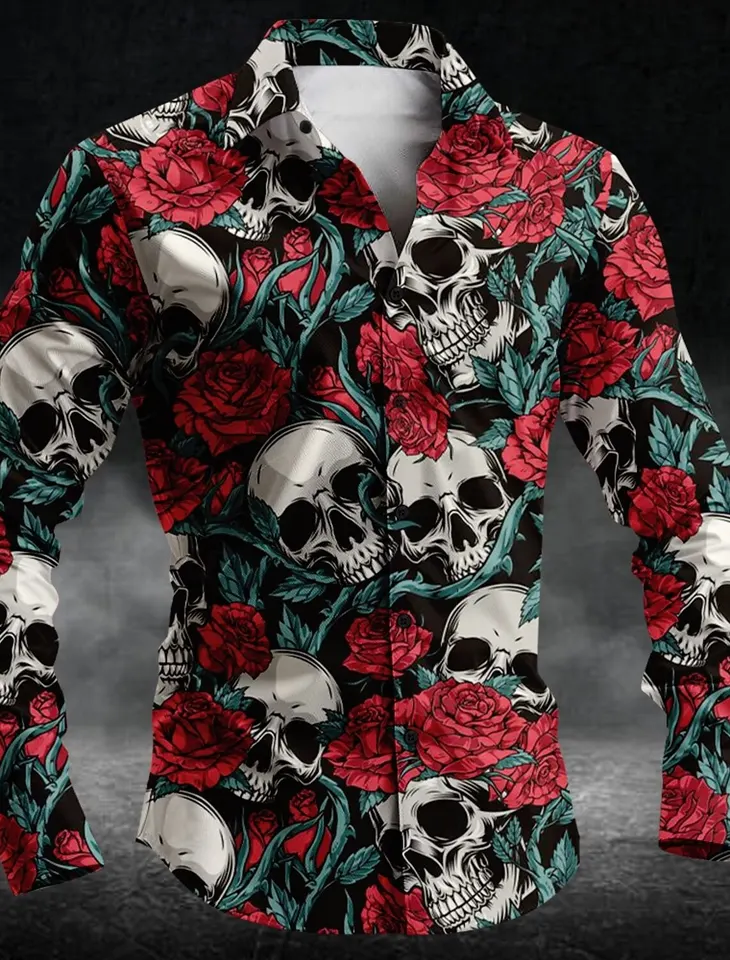 3D tlač Halloween ružové lebky Príležitostné obchodné mužské trendy gombíka UP TRUSK DLHODOBO PARTY VEĽMKÉ DENNÉ DENNÉ THE DENSILL POLYSTER POLYSTER