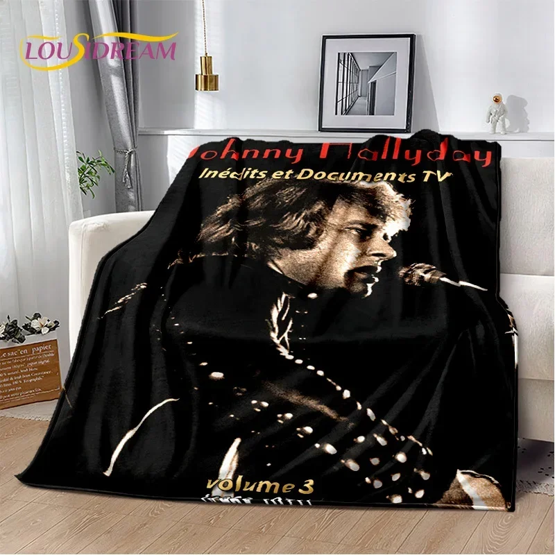 3D tlač Johnny Hallyday Rock Star Soft Flanel Prikrývka pre postele spálňa pohovka piknik, hodte prikrývku pre darček pre voľný čas vonku