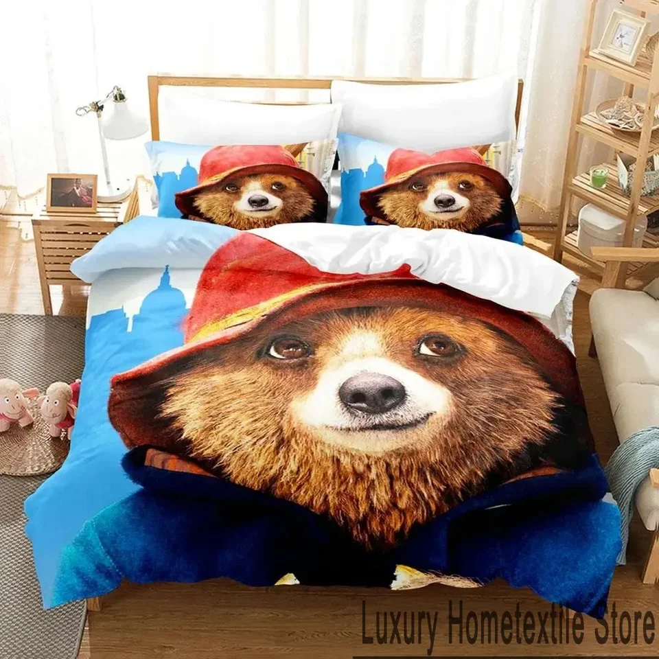 3D tlač karikatúry Paddington Bear Bedding Set Set Duet Cover Bed Set prikrývka prikrývka vankúš Pillowcase pokrývka kráľa kráľovnej veľkosti Boys Dospelý