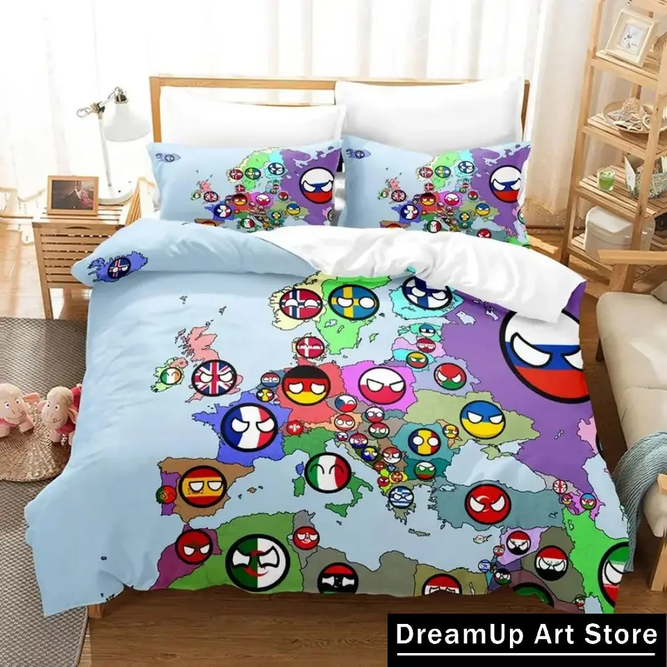 3D tlač módne countryball poľské gule obliečky sada chlapcov Dievča