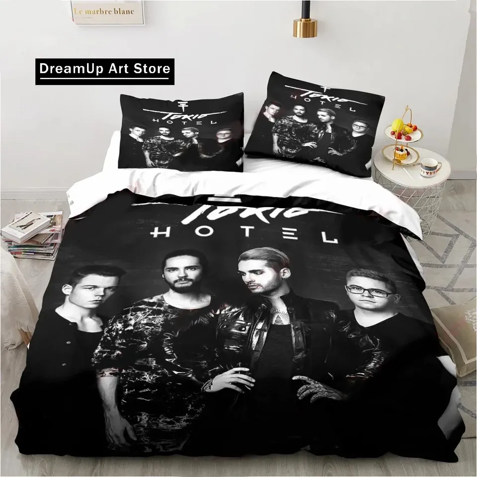 3D tlač Tokio Hotel Music Band Bedding Set Boys Dievčatá Twin Queen King Veľkosť Ocry Cover Cover Pillowcase Bed Boys Dospelá spálňa