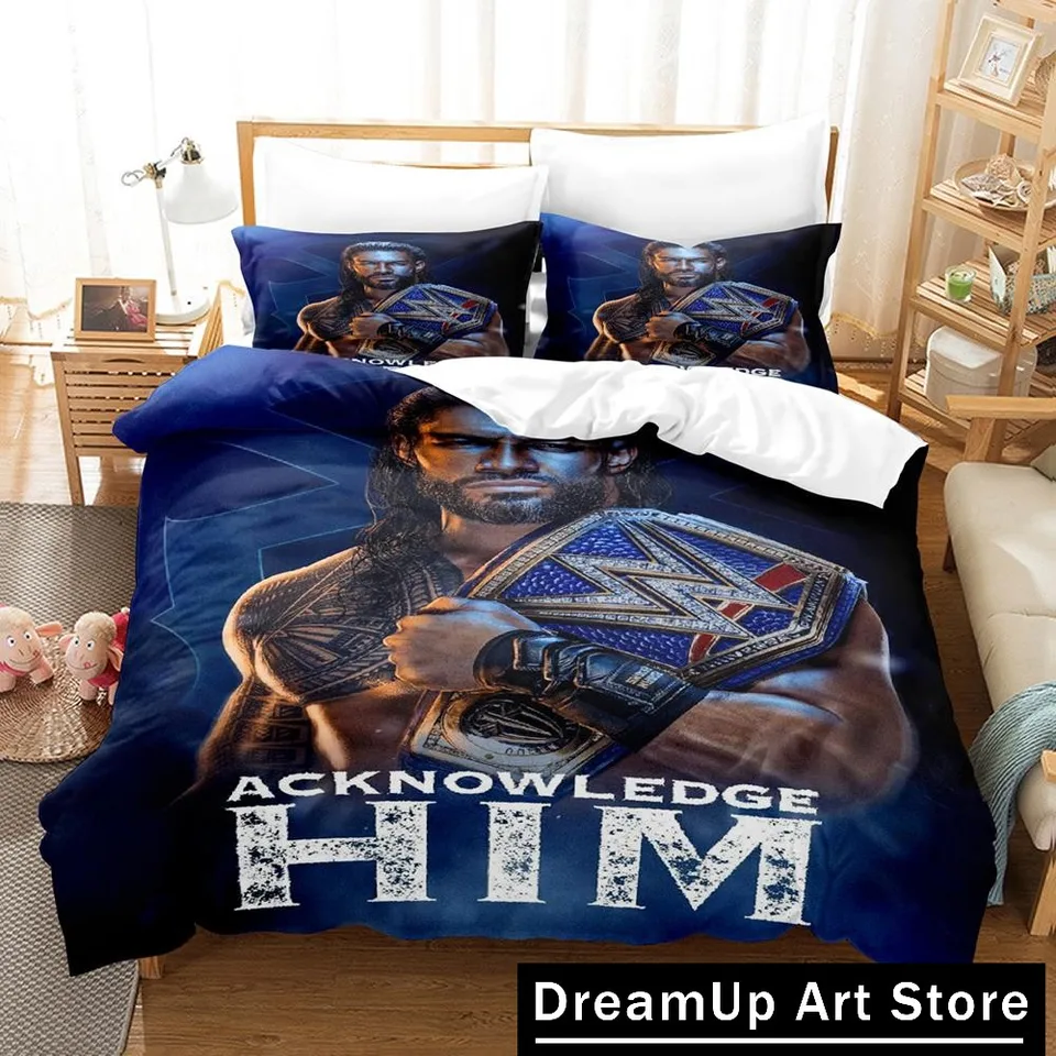3D tlače zápasník Roman Reigns posteľná bielizeň sada prikrývky postele s vankúšom s vankúšom dvojčatá single kráľovná kráľa veľkosti chlapcov pre dospelých