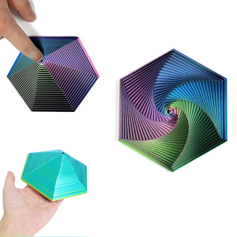 3D tlačená fraktálna fidget hexagon 7cm prenosné hranie zmyslových antistress hračiek Ornament Ornament Kid Hray vizuálne hračky