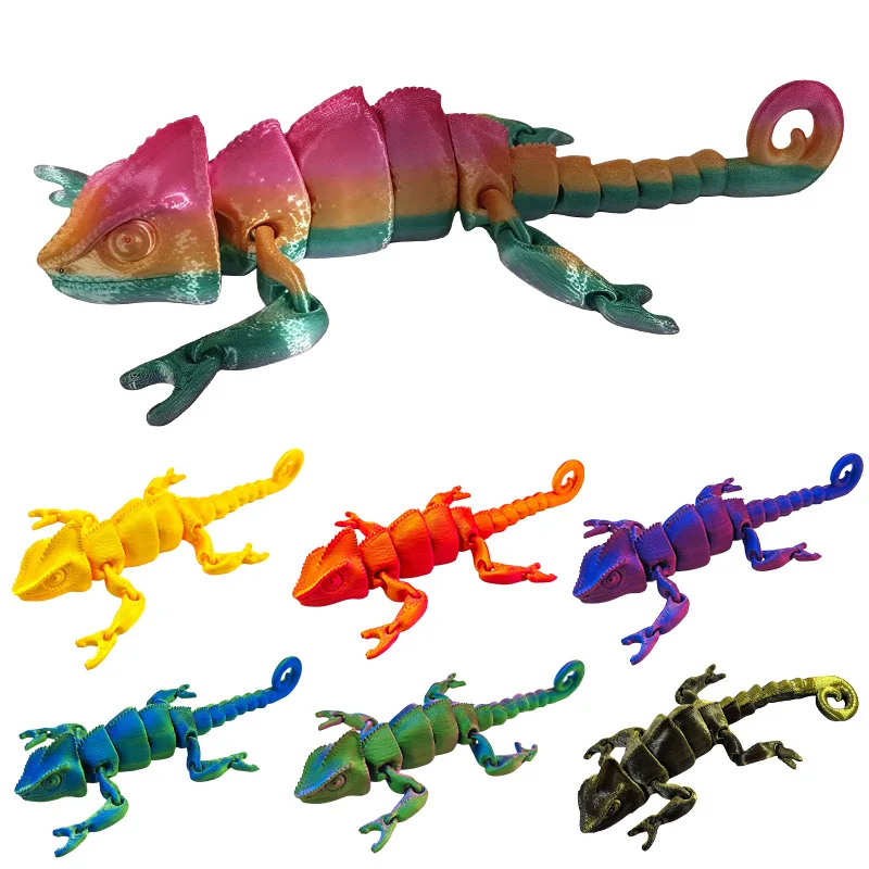 3D tlačené chameleónové obrázky 3D tlačené draka Lizard Luminous Desktop Ornament Creative Birthday Darček pre deti