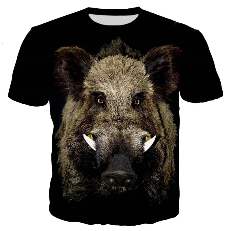 3D tlačené divoké kania Tričko Tričko Men Grafika čierne vrcholy Tops Cast Krúžkovaný krk Krátke rukávy Prispôsobené tričko Streetwear