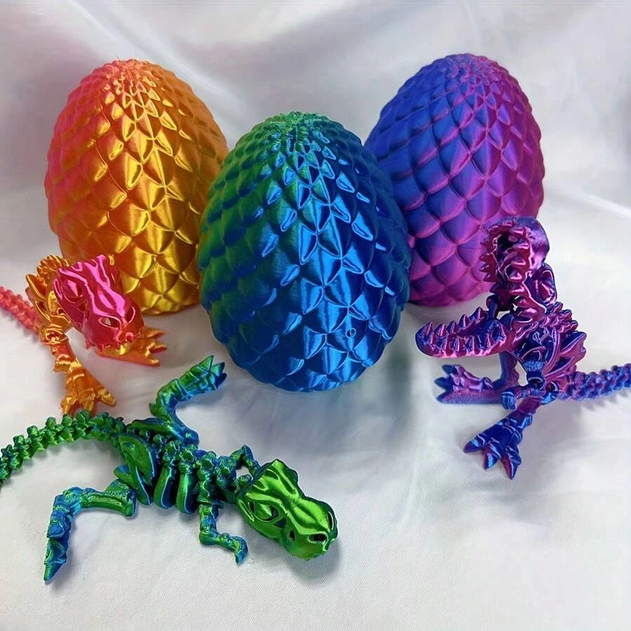 3D tlačené kĺbové kĺbové dinosaurové vajcia T-Rex Zberateľné figúrky so spojovanými kostrami, ideálne pre domáci a izbový dekor