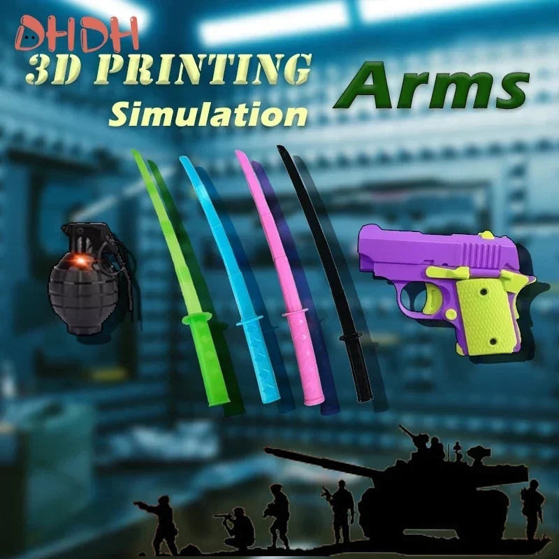 3D tlačené modely Gravitačné zbrane Bojové hračky simulácia Grenade Teleskopický samurajský meč pištoľ Pištoľ role Platy Darčeky