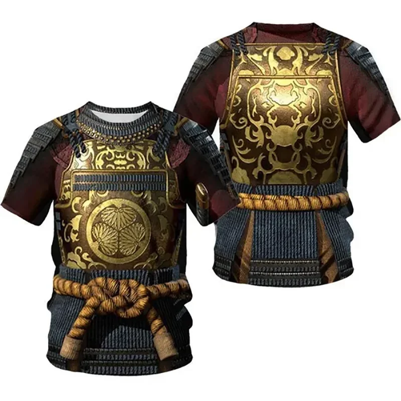 3D tlačené samuraj brnenie Tirker Pánske cosplay vzorce Tees Summer Harajuku Loose Tričká krátke rukávy Unisex okrúhly krk vrcholy