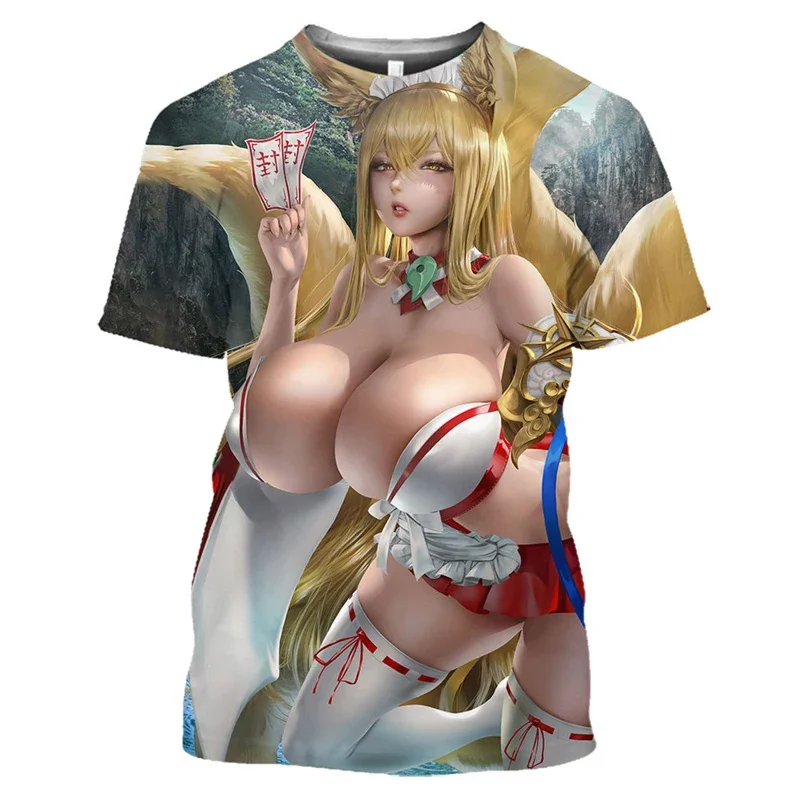 3D tlačené sexy dievča Ahegao T tričko Manga Hentai Loli TEE Anime exponované bikiny plavky mikina mikiny Men.