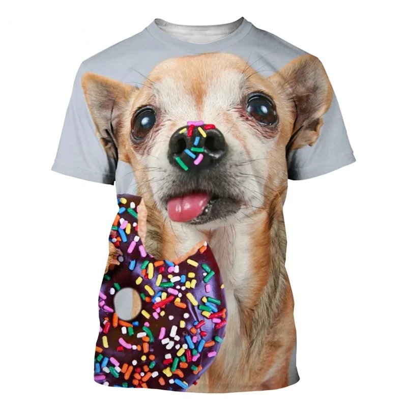 3D tlačené zviera Čihuahua tričko pre mužov vtipné domáce zvieratá leto letné harajuku voľné topy O-neck Tops s krátkym rukávom Detské tričká