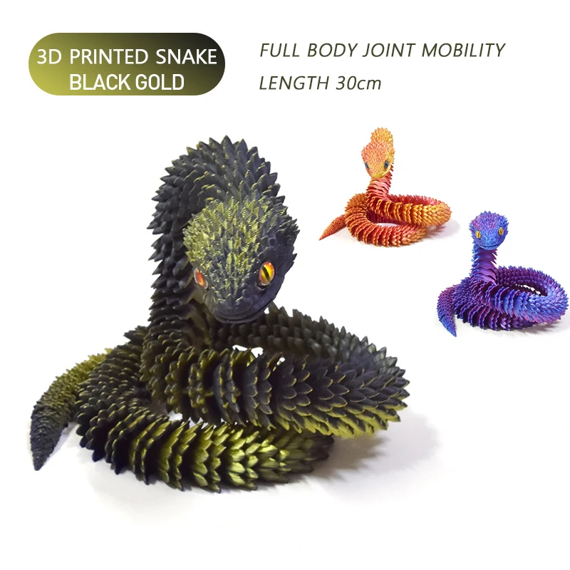 3D tlačený had 30 cm kĺbový mini had rotačný kĺby hadí figuríny domáca kancelária Desktop Ornament Crafts Darček