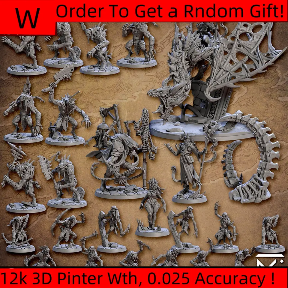 3D tlačiarenské mikroskopické modely [Ghouls] Nenávidenie Tomb Lady Necromancer Dragon Knight DND Run Group Table Game Piece Model