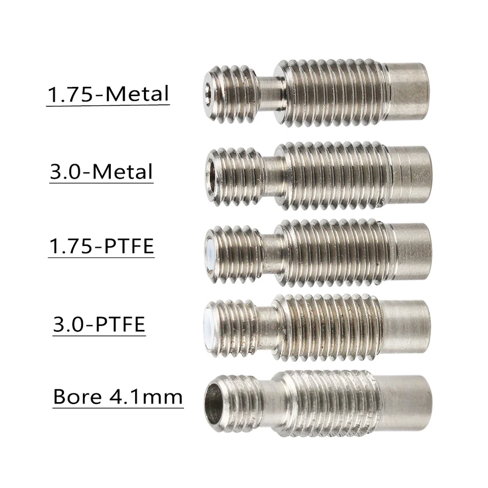 3D tlačiareň E3D V6 HOREF HOTEND HORKY PRE 1,75/3,0/4,1 mm All-METAL/S PTFE, Diaľkové trubice z nehrdzavejúcej ocele z nehrdzavejúcej ocele