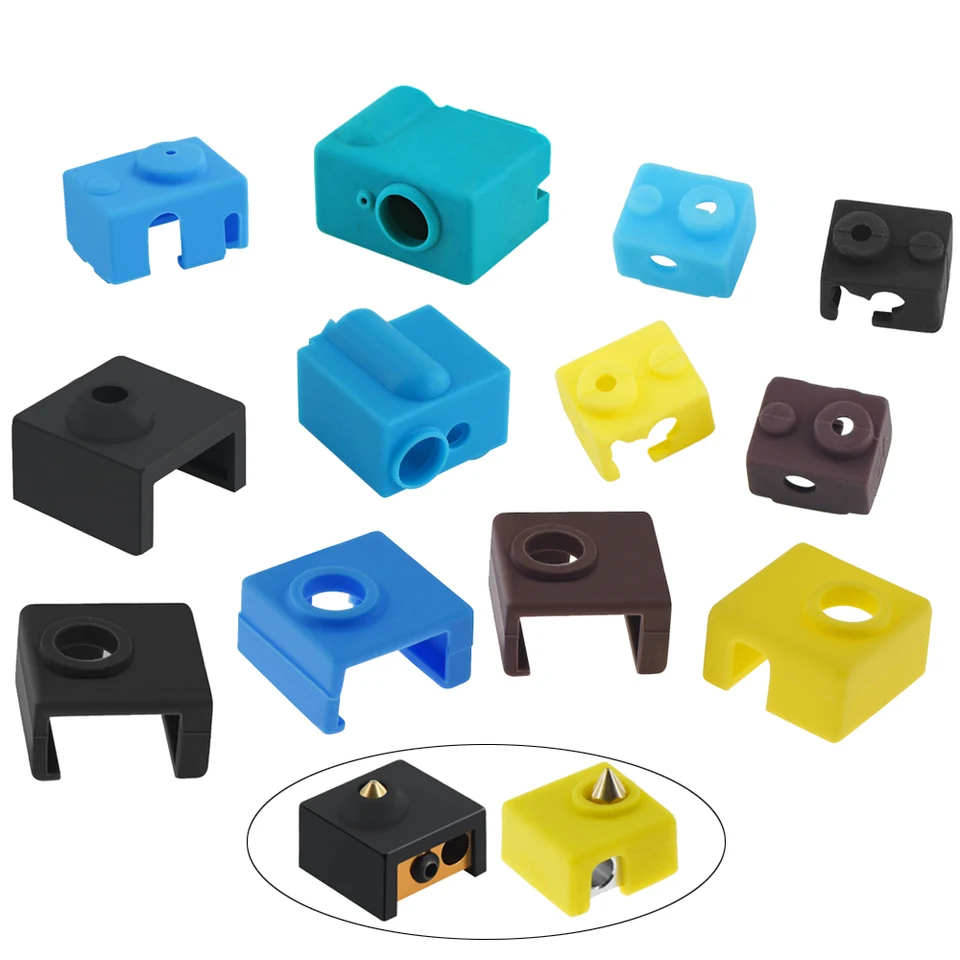 3D tlačiareň E3D V6 MK8 Volcano CR10 Silikónový kryt zahrievaný blok Vysokoteplotný ochranný puzdro pre Ender 3 CR10 Hotend Extruder