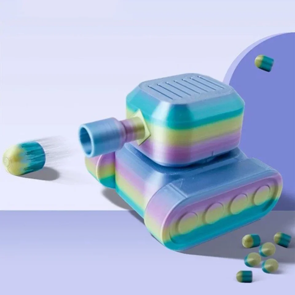 3D tlačový model Rainbow Tank Mech Model môže strieľať simulované škrupiny Hračky Detský vianočný darček so 6 škrupinami