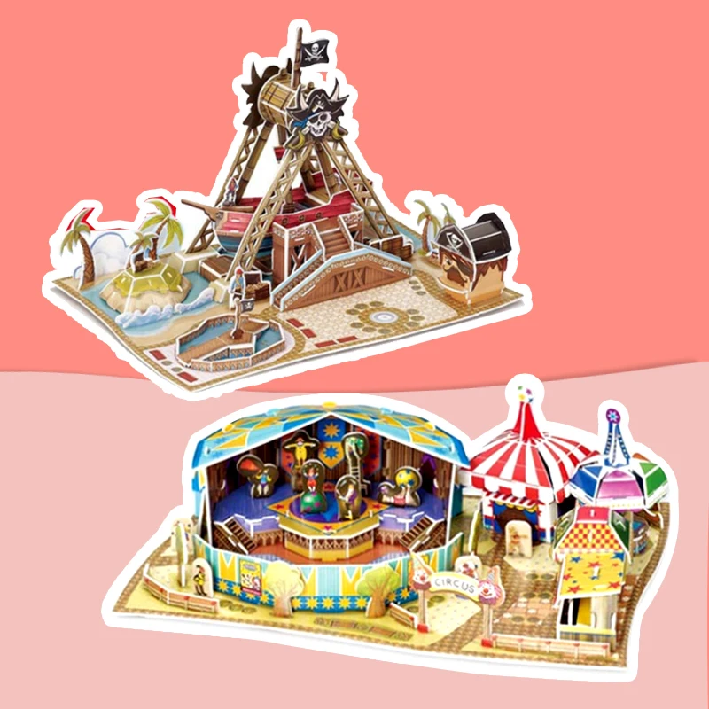 3D trojrozmerná papierová puzzle Halloween Model Ferris Wheel Model Detské vzdelávacie pre domácich majstrov pre hračku pre hračku Pinkary P265