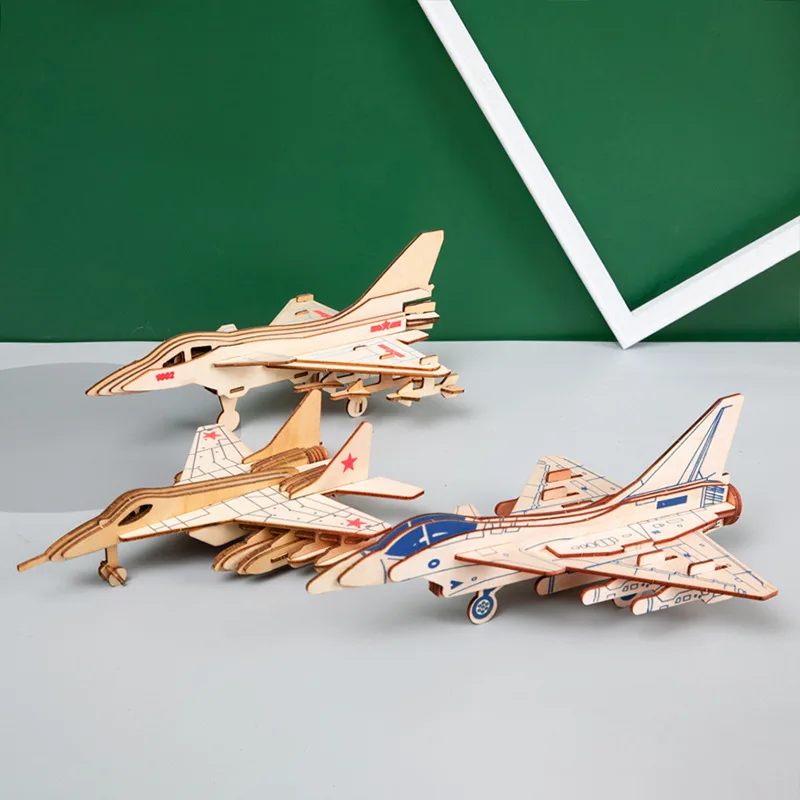 3D trojrozmerné puzzle ručne vyrábané drevené zmontované letecké ozdoby DIY Detské vzdelávacie hračky Darčeky