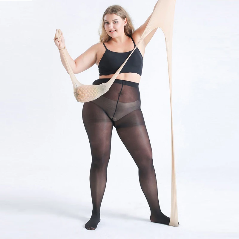 3D ultra tenké pančucháče pre ženy pre ženy letné leto Sexy super elastické priehľadné rozšírenie pásu Big nylon pančucháče plus veľkosť