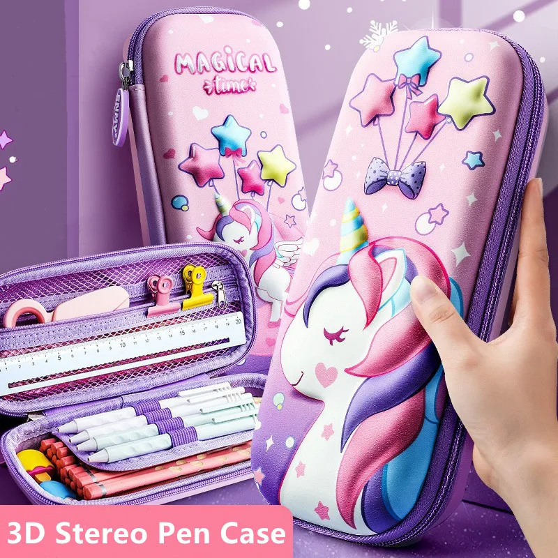 3D Unicorn Roztomilý ceruzka Box Škola Študent papiernictva detské detské úložné box