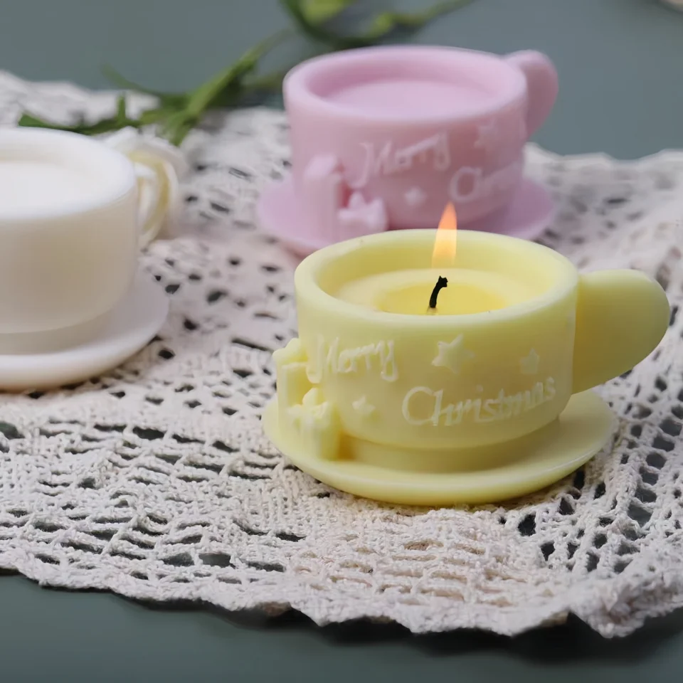 3D Veselé vianočné šálky kávové šálky sviečky ručne vyrobené aromaterapia Sadrové remeslá darček Dar
