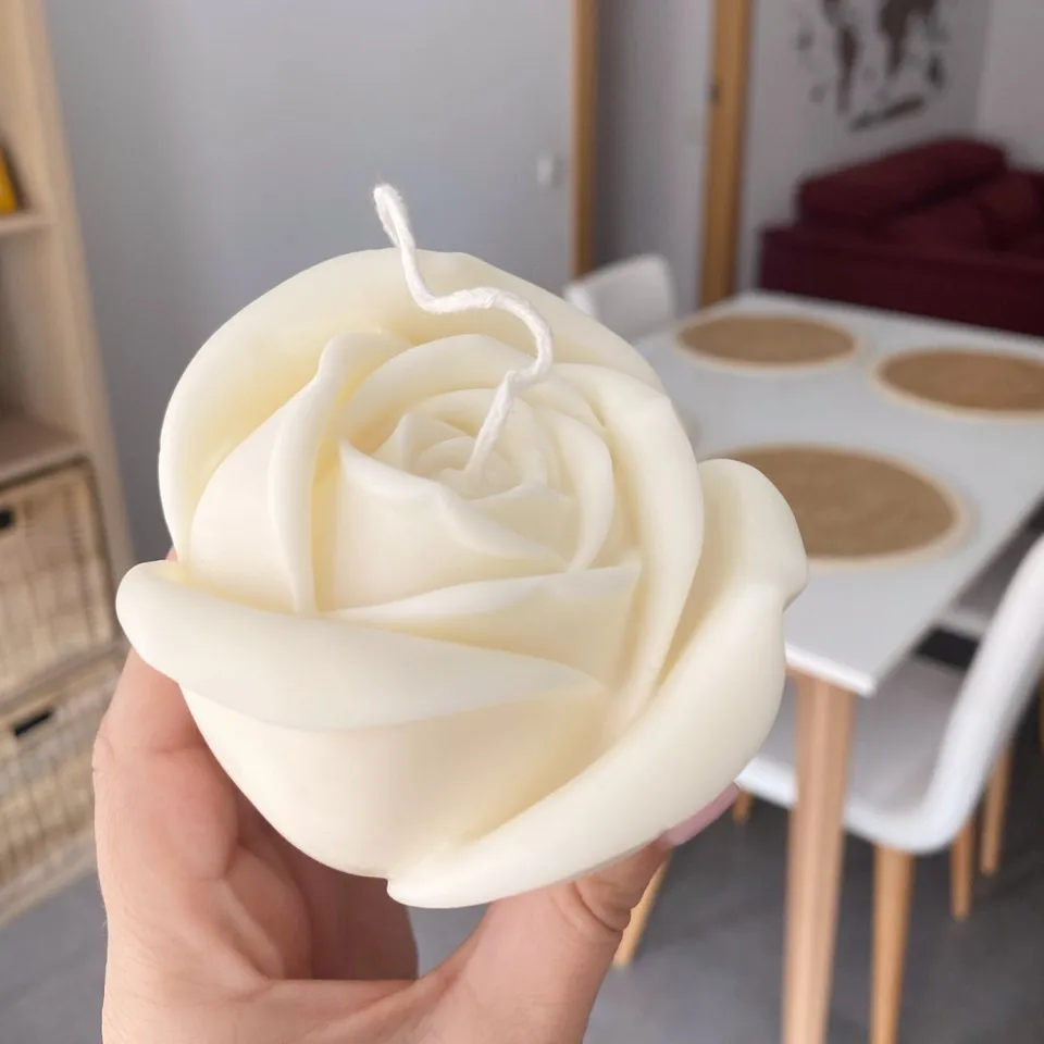 3D veľká ružová sviečka silikónová forma Valentínsky deň ružový koláč čokoládový silikónový plesň