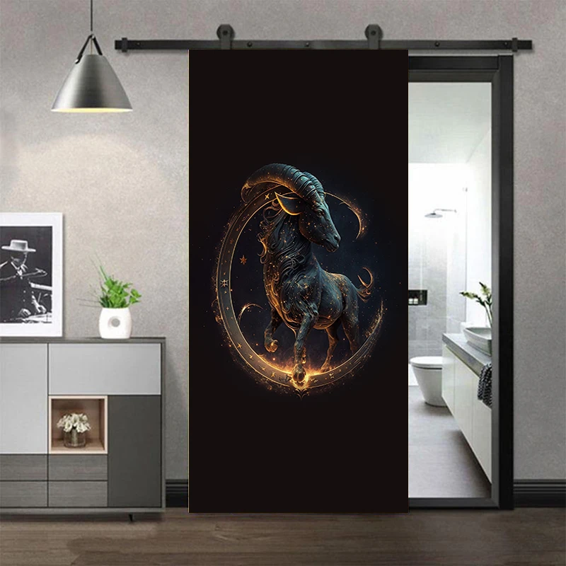 3D vstupná skriňa dverí slepka čierna 12 značky Vinylové vodotesné self-pasívne dvere nástenné maľby Domáce dekorácie