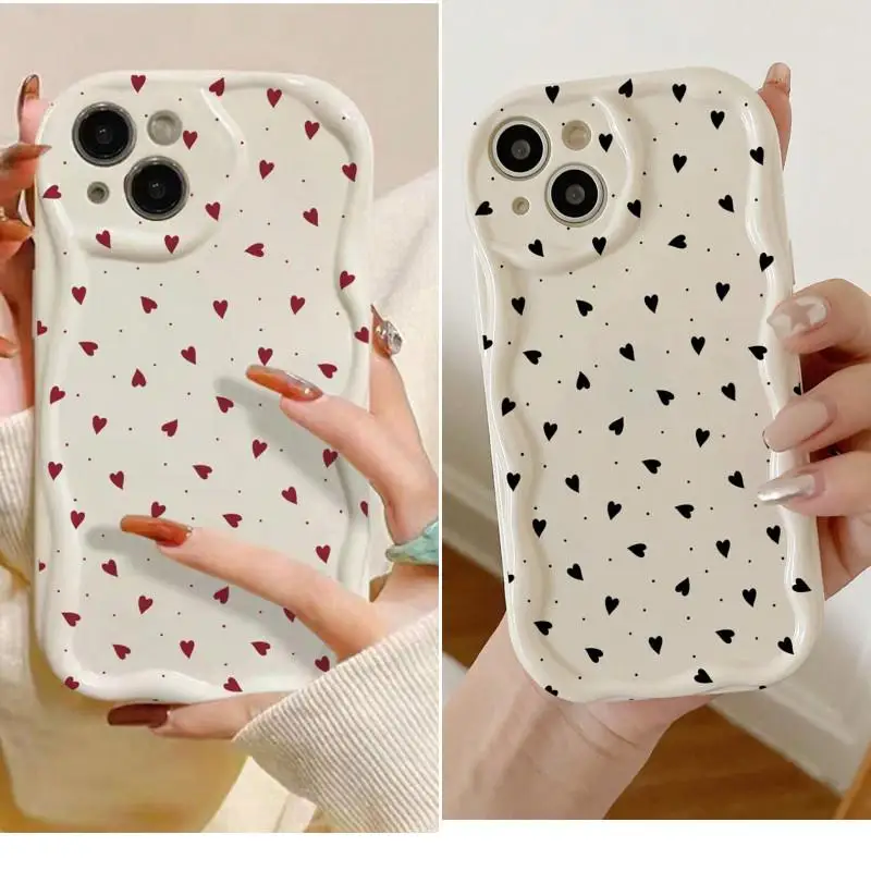 3D zvlnené zakrivené okrajové puzdro pre Samsung Galaxy A30 A31 A50 A50S A30S A20 A51 A71 A02 A03 Core A02S A21S Love Heart Soft TPU Cover TPU