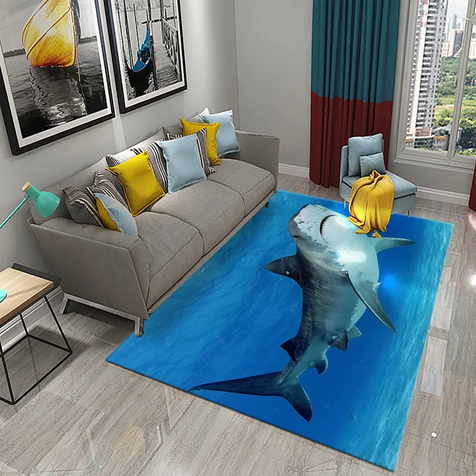 3D žralokový koberec roztomilý morský život koberce pre zvieratá pre kúpeľňu Kuchyňa Obývacia izba Neklipy Absorbujúca rohožká spálňa dekorácie Matky