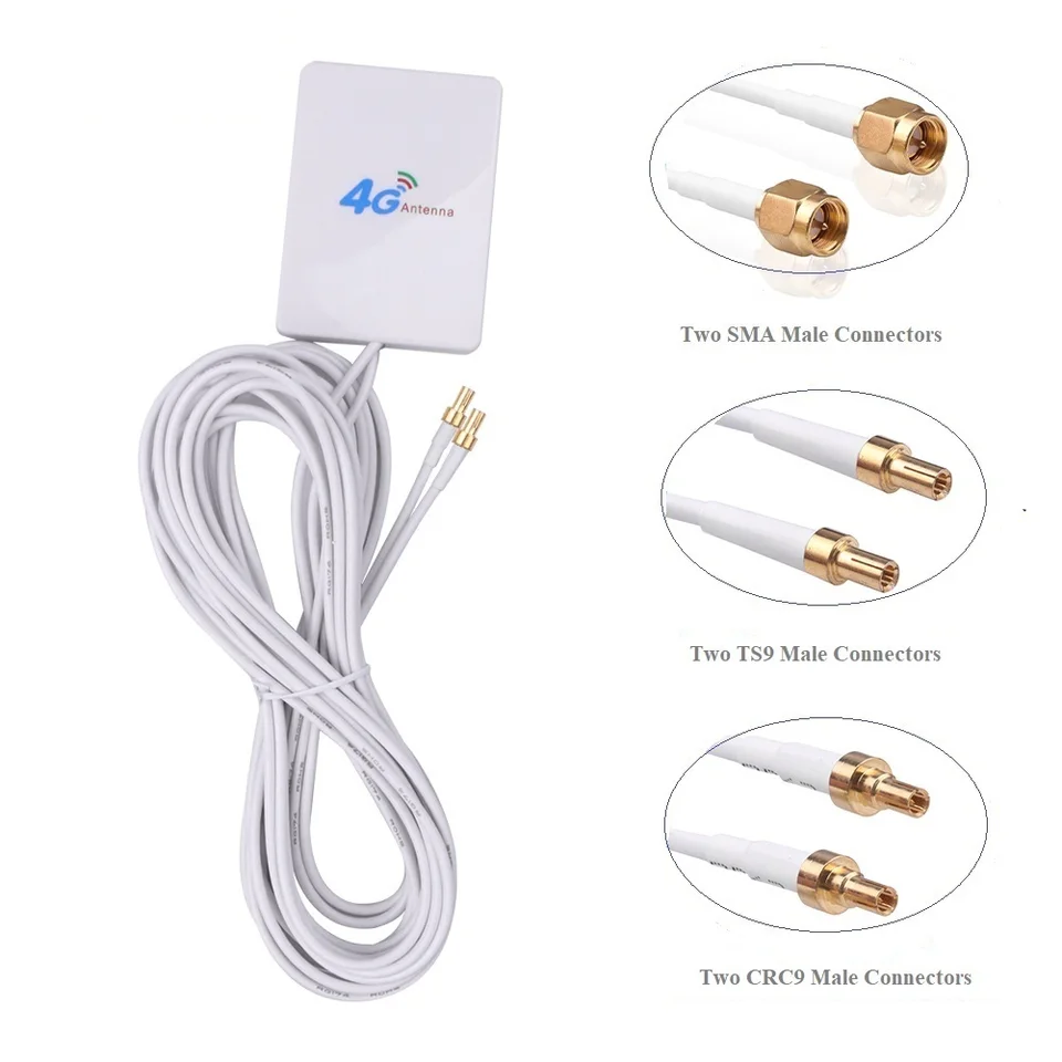 3G4G LTE panelová anténa duálne rozhranie SMA TS9 CRC9 CONTOKER ROUTER MODEM ANTENNA