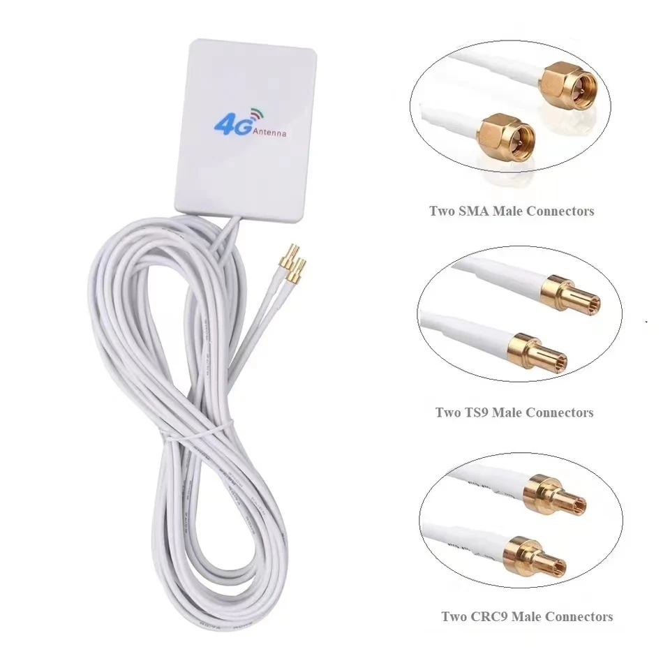 3G4G LTE panelová anténa duálne rozhranie SMA TS9 CRC9 CONTOKER ROUTER MODEM ANTENNA